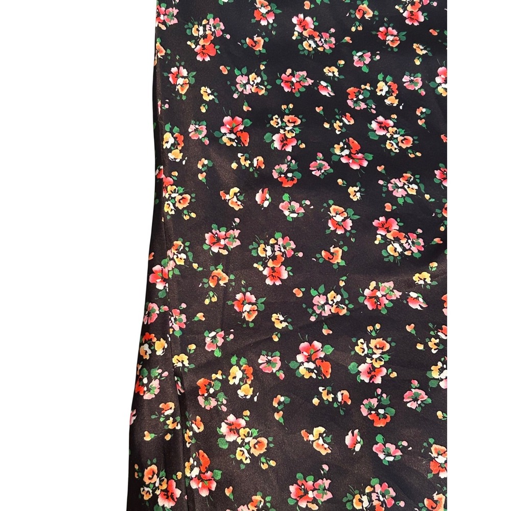 VICI Black Floral Cutout Maxi Dress Smocked Back Satin Finish Luxe Glam Medium - Picture 8 of 12